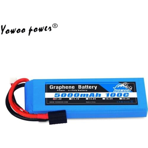 Lipo 2S 7.4V 5000mAh 100C Battery Max 200C High Discharger Rate Graphene TRX plug For Car Helicopter Quadcopter Truck Boat