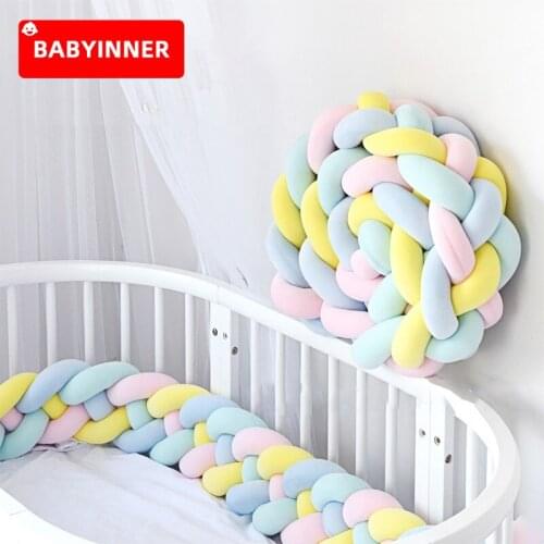 Babyinner Baby Bed Bumper 3 Braid Cot Protector Bed Fence Multifunctional Knotted Bed Enclosure 1M/2M/3M/4M Baby Crib Decor