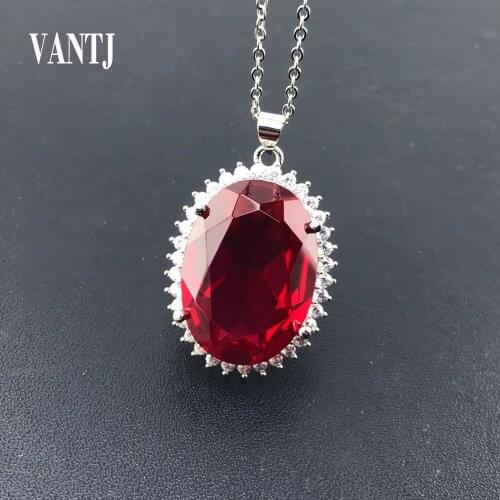 Big Stone Oval 18*25mm Ruby Pendant Created Corundum Necklace Gemstone for Women Wedding Party Jewelry Gift