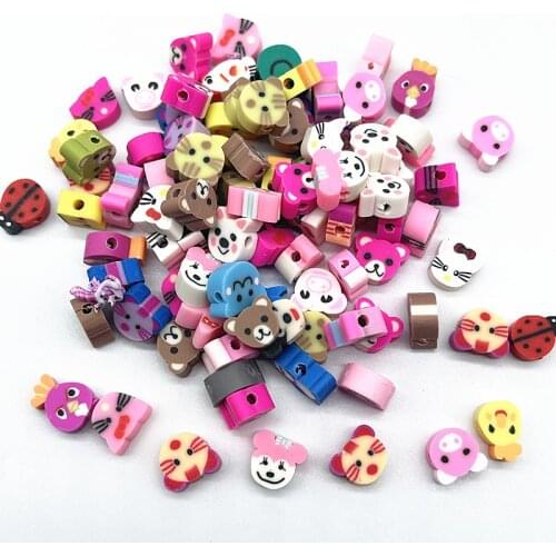 30pcs10mm Animal Beads Polymer Clay Spacer Loose Beads for Jewelry Making DIY Bracelet Accessories