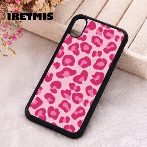 Iretmis 5 5S SE 2020 Phone Cover Case for iPhone 6 6S 7 8 Plus X Xs XR 11 12 Mini Pro Max Pink Cheetah Leopard Print Aesthetic