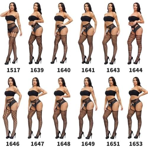 2021 Thigh Highs Tights Lingerie Fishnet Garter Stockings Sexy Lace Top Suspender Intimates Erotic Bodysuit Pantyhose 13 Styles