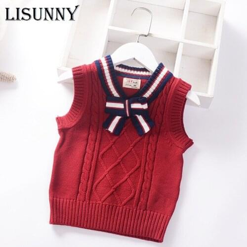 College Style Baby Girls Sweaters Vest V-neck Children Pullover Knitting Vest 2020 Autumn Winter Kids England Style Toddler Coat