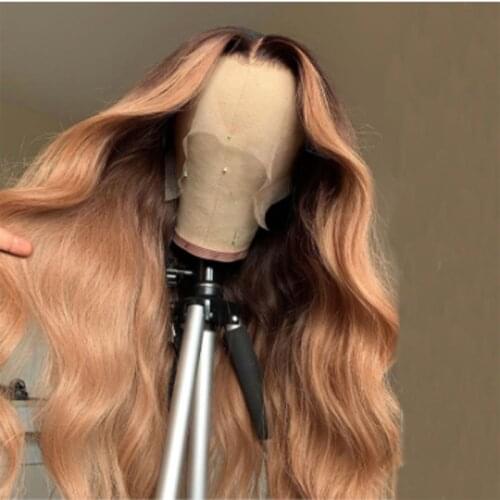 Ombre Brown 13X6 Human Hair Lace Frontal Wigs Body Wave Lace Front Honey Natural Hairline Pre Plucked Wigs With Baby Hair Women