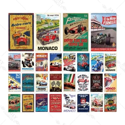Racing Car Modern Metal Sign Fashion Art Tin Metal Plate For Home Decor Cartoon Wall Art Metal Posters 20x30cm