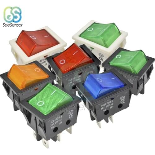 KCD4 Rocker Switch Power Switch ON-OFF 2 Position 4 Pins / 6 Pins Electrical Equipment With Light 30A 250VAC