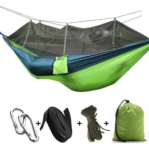 Camping Hammock with Mosquito Net Portable Hammocks Lightweight Nylon with Tree Straps for Outdoor J2Y