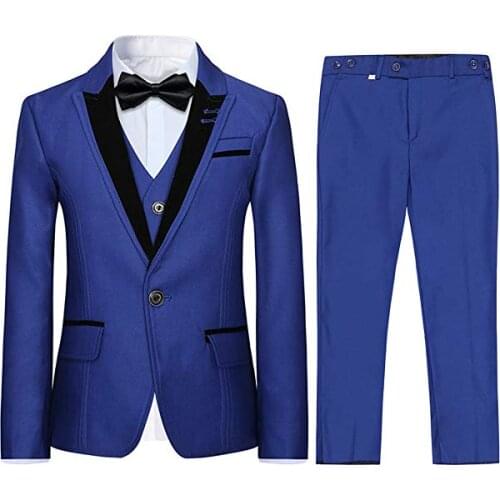 Indigo 3 Pieces Formal Suits Classic Peak Lapel Slim Fit Tux Jacket Vest Pants Birthday Party Wedding