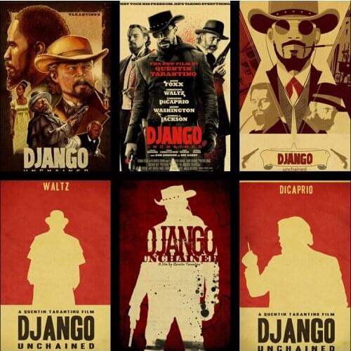 Buy three to send one Django Unchained Quentin tarantino films vintage kraft poster living room decor