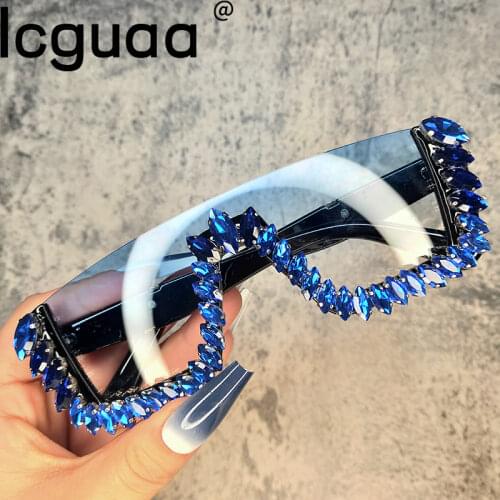 Square Luxury Rhinestone Sunglasses women 2020 Ladies Crystal Sunglasses Men eyeglasses For Female UV400 Oculos