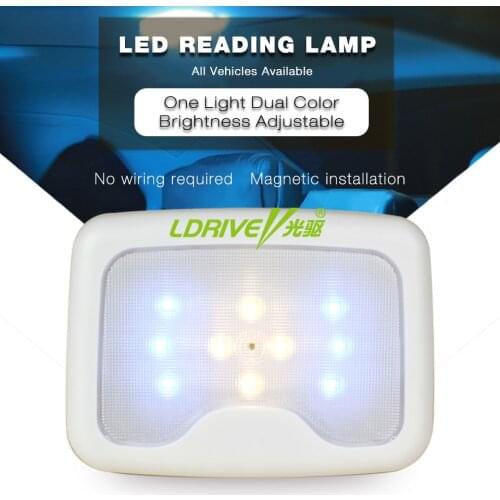 Pressing 2 Colors Car Rear Row LED Reading Light Portable Book Lamp Roof LED Bulb White Light Indoor Ceiling Lamp Car Roof Trunk