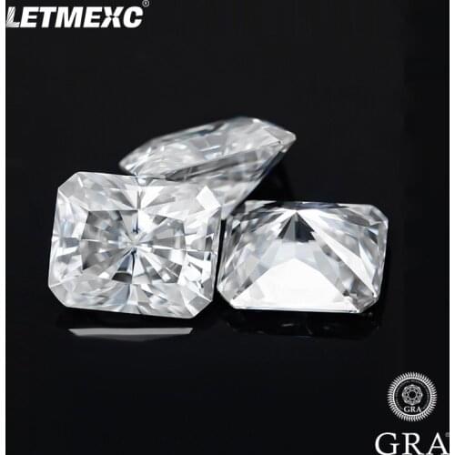 Letmexc Top D Radiant Cut Moissanite Gemstone Diamond VVS1 with Certificate for Custom Jewelry
