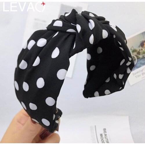 LEVAO Dot Retro Print Hairband Head Band Headwear Wide Knotted Plastic Hair Bands Hoops Headband for Women Hair Accessories