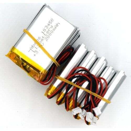 10pcs 3.7V 2000mAh Li-Polymer Rechargeable Battery Lithium PH2.0 Li-Po ion for MP3 MP4 KTV family microphone with GPS103450