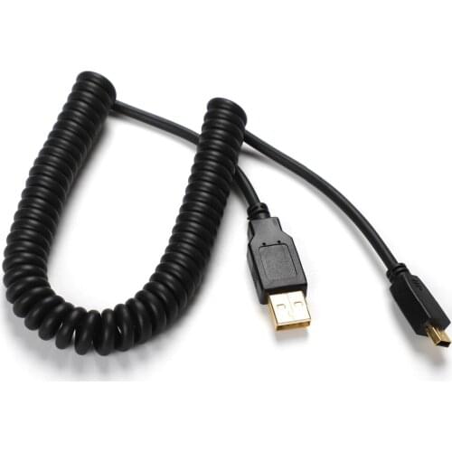 Mini USB 2.0 Cable Durable Data Line 1.5 Meter 5 Pin Coiled Cable For Keyboard