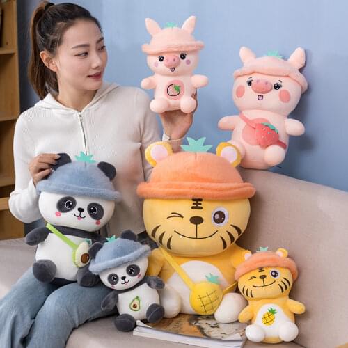 Cartoon Панда лев anime panda lion pink pig fruit cosplay doll Stuffed animals pillow room decoration gift Gift for girl friend