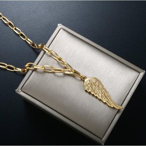 ZMFashion Men Women Angel Wing Necklace High Quality Polished Stainless Steel Punk Hip Hop Gothic Necklaces Jewelry Aesthetic