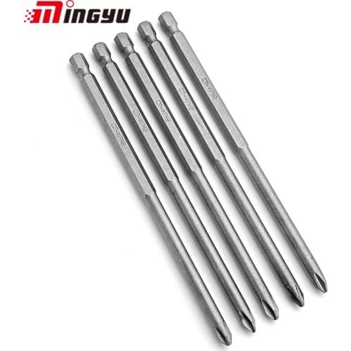 5pcs 150MM Extra Long PH2 Bit Set 1/4 inch Shank Phillips PH Screwdriver Bits For Hand Tools Cross Slotted SL5 Screw Driver