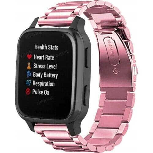 Stainless Steel Watchband For Garmin Venu SQ Watch Metal Wrist Band Strap For Garmin Vivoactive 3 Music Forerunner 245 645 Bands