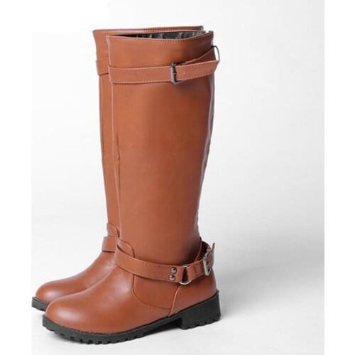 Clearance Sale New During The Spring And Autumn Winter Selling Foreign Trade Leisure PU Belt Buckle High Boots