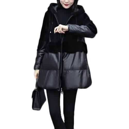 Winter New Warm Imitation Sheep Shearing Cotton Faux Fur Coat Plus Size Womens Cotton Outerwear Black Female Hooded Parka 4XL