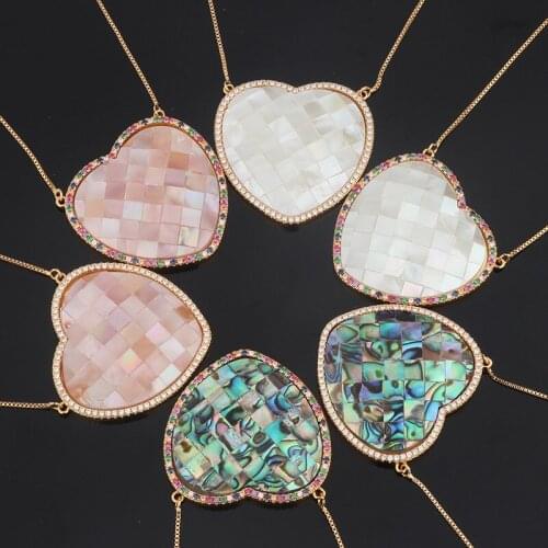 OMYFUN Natural Shell Pendant Statement Necklace Heart Charm Choker Collar Necklace European South American Fashion Jewelry N022