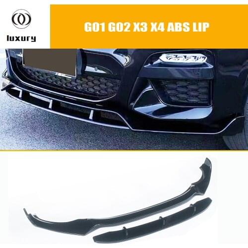 ABS Black Carbon Fiber Front Bumper Chin Lip for BMW G01 X3 G02 X4 M Sport Bumper 2019 Up
