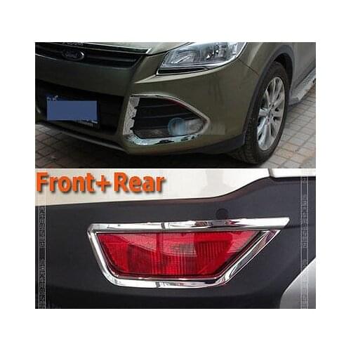 FIT FOR FORD ESCAPE KUGA 2013 FRONT + REAR CHROME FOG LIGHT TRIM RIM LAMP COVER
