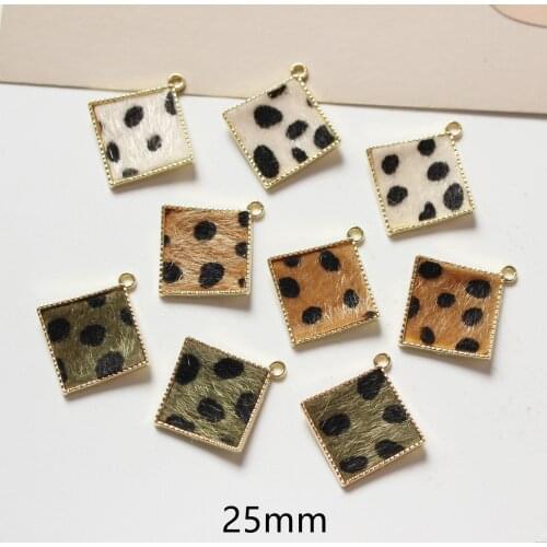 50pcs/lot color leopard pattern fabric core geometry irregular square shape alloy floating locket charms diy jewelry making