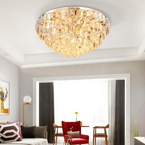 Postmodern living room bedroom dining room creative atmosphere round simple high-end light luxury crystal ceiling lamp