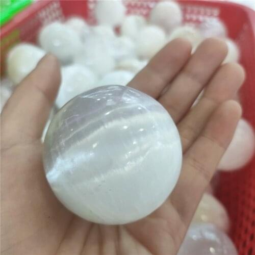 40-50mm Selenite Sphere Full Moon Goddess Psychic White Gypsum Crystal Ball 1pcs