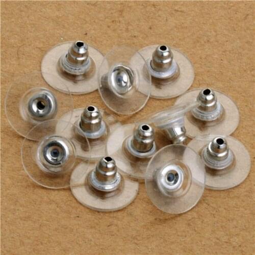 100pcs High Quality White K Plated Copper Earring Back Plug Earring Settings Base Settings Rubber Ear Studs Back Whole Sale