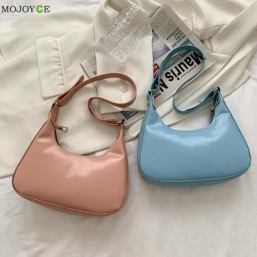 Girls Brief Womens Casual Messenger Bags Vintage Women PU Leather Solid Color Small Hobos Shoulder Underarm Bag