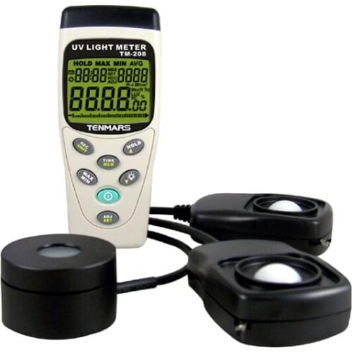 TENMARS TM-208 Solar Power UVA Light Meter 3 In 1 Digital Datalogging Backlit LCD