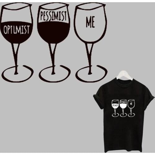 FPrint Wine Glass Patches Heat Transfers For Clothing T-shirt Iron On Patch DIY Stickers Transfer Applique S4T-541