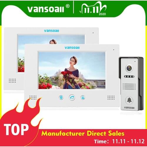 VANSOALL Video Door Phone Doorbell Intercom System with Lock Control touch button 2 Color 7inch Monitor and 1 HD Camera kit