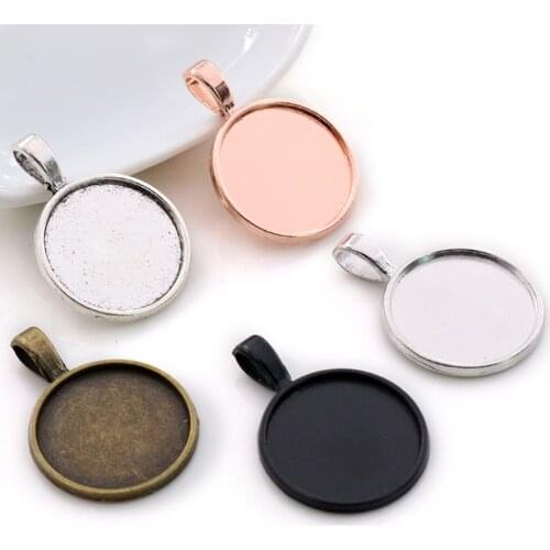 10pcs 20mm Inner Size Rhodium Antique Silver Plated Bronze Rose Gold 5 Colors Classic Style Cabochon Base Setting Charms Pendant