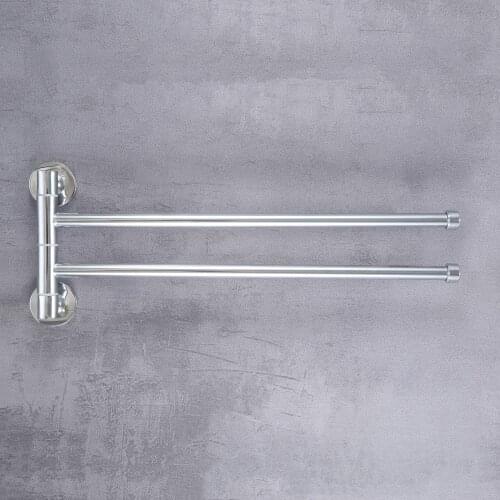 2 Swivel Bars Wall Mounted Stainless Steel Rotating Towel Rack Bath Rail Hanger Towel Holder Anti-rust Bathroom Organizer