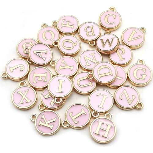 26Pcs Double-Sided Alloy Letter Enamel Alphabet Charms Dangle Pendants for DIY Necklace Bracelet Making Craft