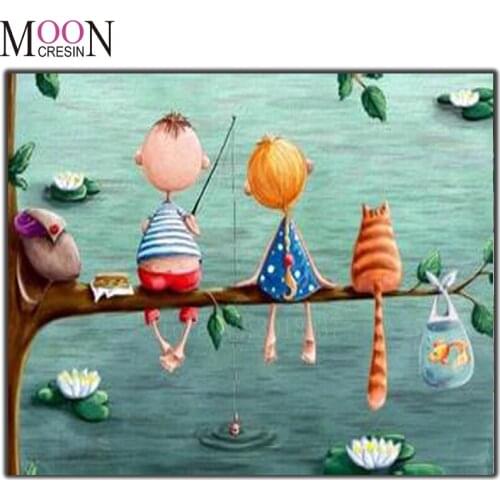 5D Diy Diamond Painting Cartoon Cat Girl Diamond Embroidery Cross Stitch Diamond Mosaic Full Square Round Drill Rhinestones Home