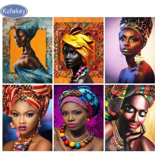African woman Diamond painting Portrait Diamond Embroidery icon square round rhinestones pictures diamond mosaic Home decoration
