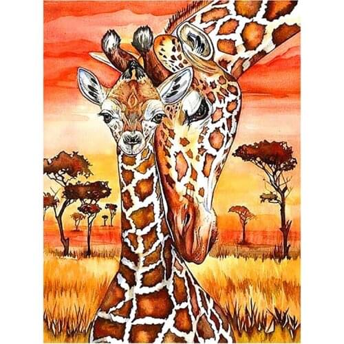 DIY Diamond Painting, Full Drill Crystal Embroidery Pictures Arts Craft for Home Wall Decoration 2 Giraffes