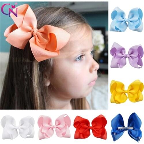 Ncmama 5Pcs/lot 5" Solid Grosgrain Ribbon Hair Bow With Alligator Clip For Girl Handmade Kids Boutique Hair Accessories