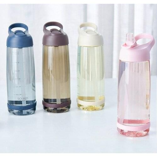 Water Bottle with Straw Outdoor Sports Bottles Leak Proof Eco-friendly Children School With Lid Hiking Camping Plastic BPA Free