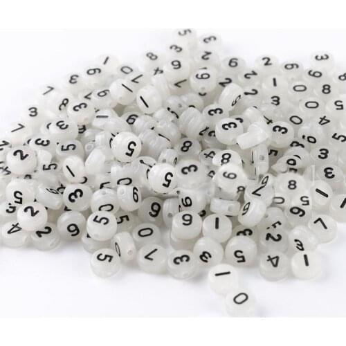 Candy White Color Acrylic Number Beads 3600pcs 4*7mm Coin Round Shape Lucite Plastic Luminous Bracelet Spacer Beading Material