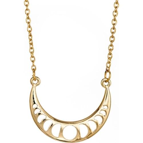 Simple Design Total Lunar Eclipse Pendant Necklace Creative Women Long Gold Rose Gold Chain Coker Fashion Party Accessories