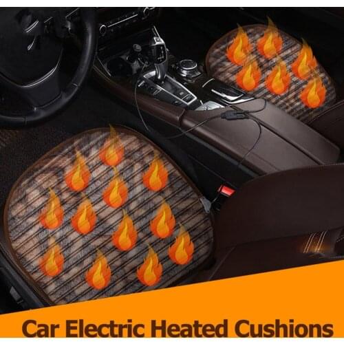 VODOOL 2Pcs 12V Car Seat Electric Heated Cushion Cover Pad Auto Seat Covers Winter Heater Warmer Heating Pad Household Cushions