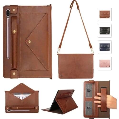 Luxury Leather Tablet Case For Samsung Tab S6 Lite P610 S6 T860 Tab S7 Plus T970 T870 S5e T720 Business Envelope Shoulder Bag