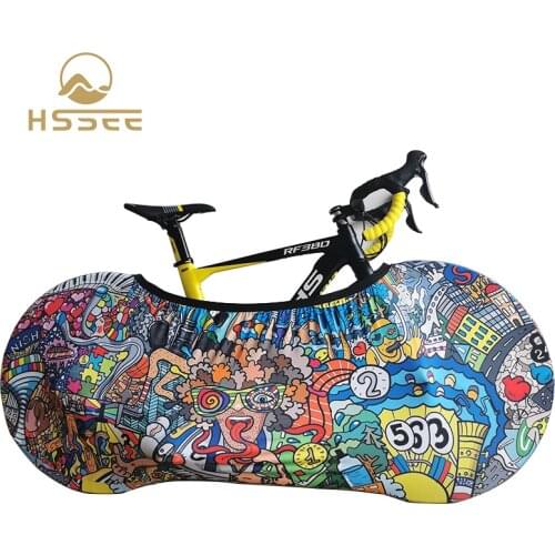 HSSEE Fashion Graffiti Series Bicycle Elastic Dust Cover 26"-28" 700C Road Bike Indoor Cover Soft and Smooth Bicycle Accessories