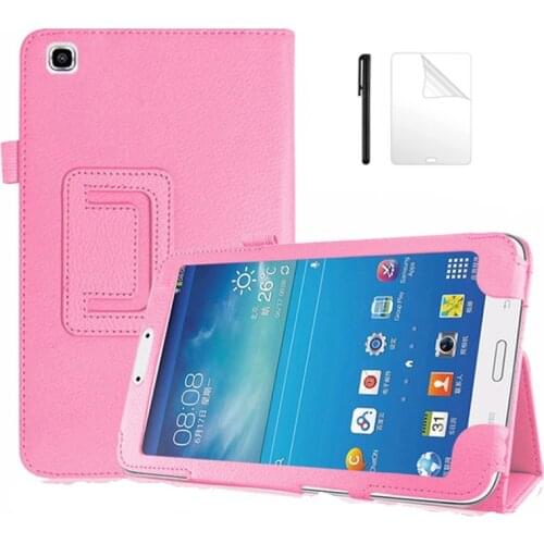 Litchi Pattern PU Leather Case for Samsung Galaxy Tab 3 8.0 T310 T311 Cover for Samsung Tab3 SM-T310 8.0 inch case+film+pen